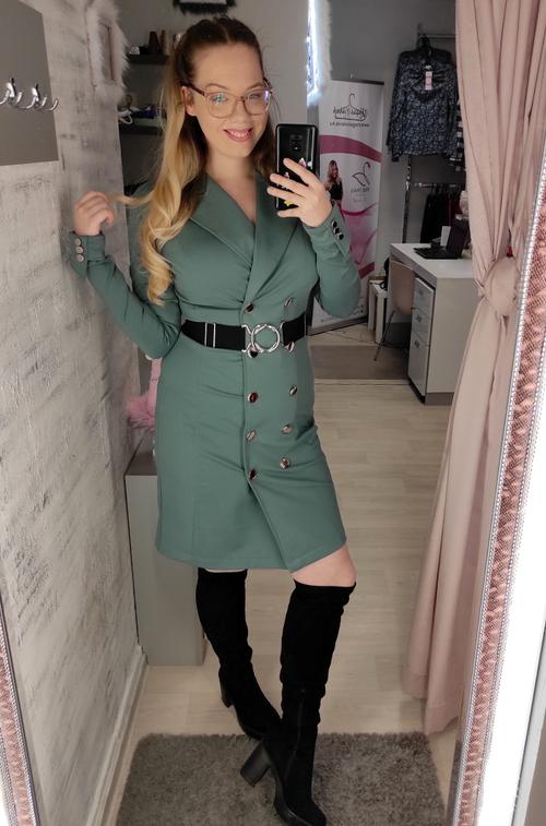 Clara blézer ruha - olivazöld
