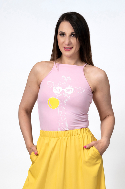 Zsiráfos TALL GIRL top - rózsaszín