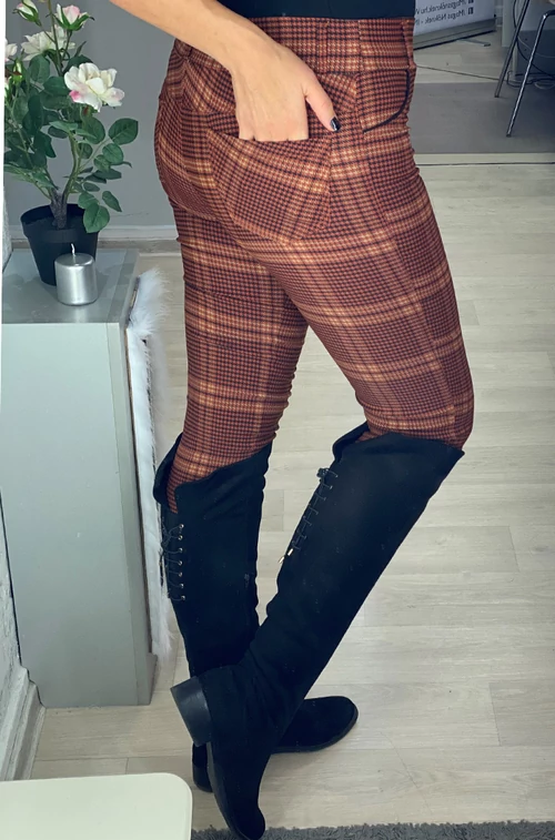 Amanda nadrág - terrakotta kockás